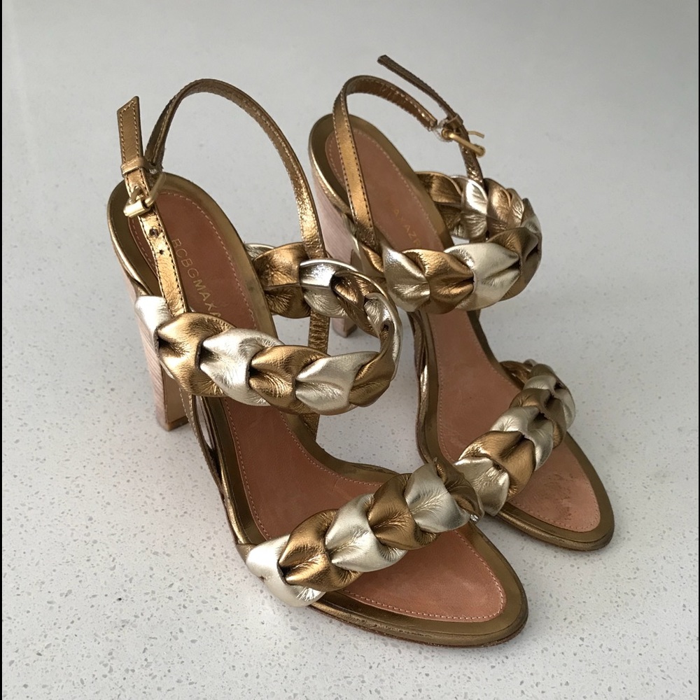 BCBG Gold/Silver Metallic Braided Heels